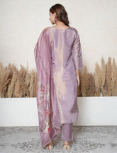 Medium Antique tissue shimmer suit with Embroidered neck